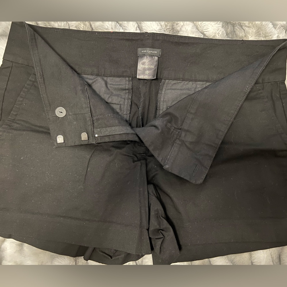 Ann Taylor shorts- smoke free pet free home- size 12- all black- 4” inseam